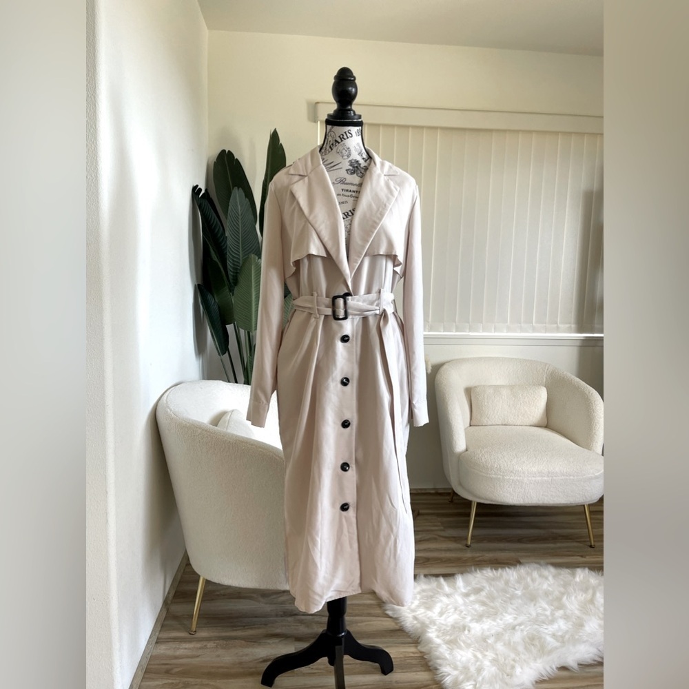 Gibsonlook Beige long Soft-fabric trench coat SZ Medium